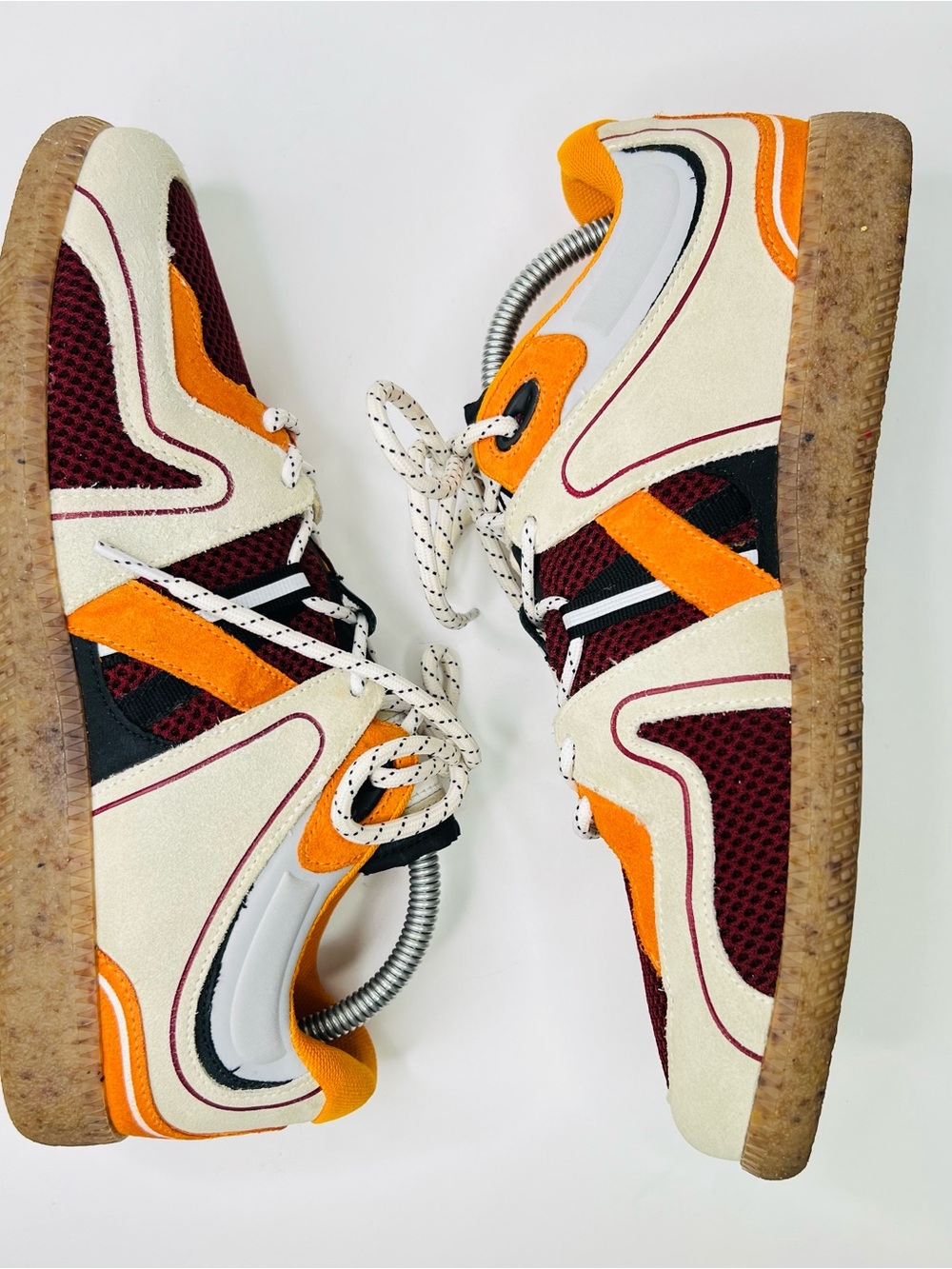 GANNI Women’s Sporty Mix Retro Sneakers Orange/Burgundy Color Block EU Size 40